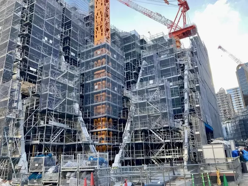 Azabudai Hill Tokyo Construction site before mounting GRC elements