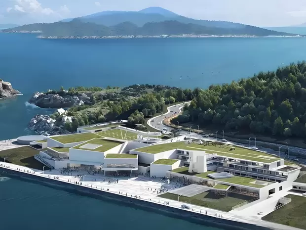 Coastal white concrete Weihai Banyue Bay layout