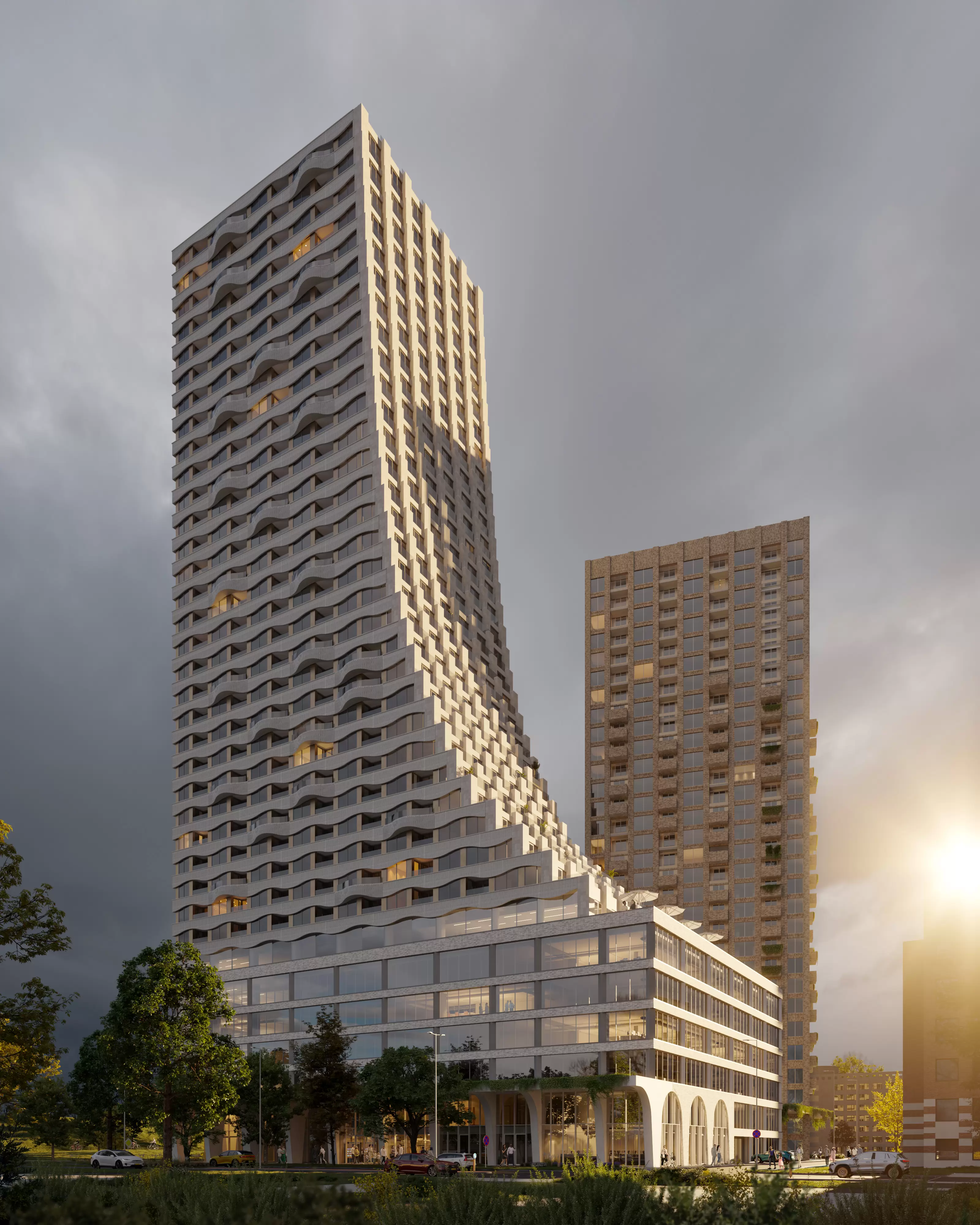 THE ENSEMBLE designed by Conix RDBM Precast concrete cladding made with Aalborg White