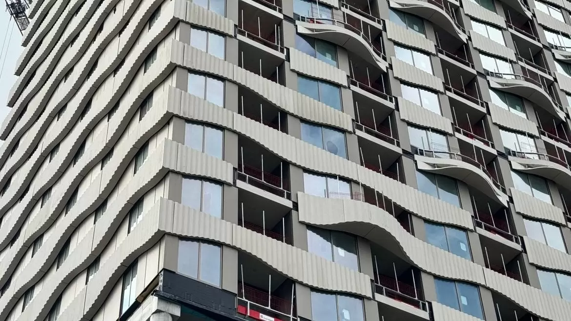 White fibre reinfroced panels  and balcony made with Aalborg White Cement